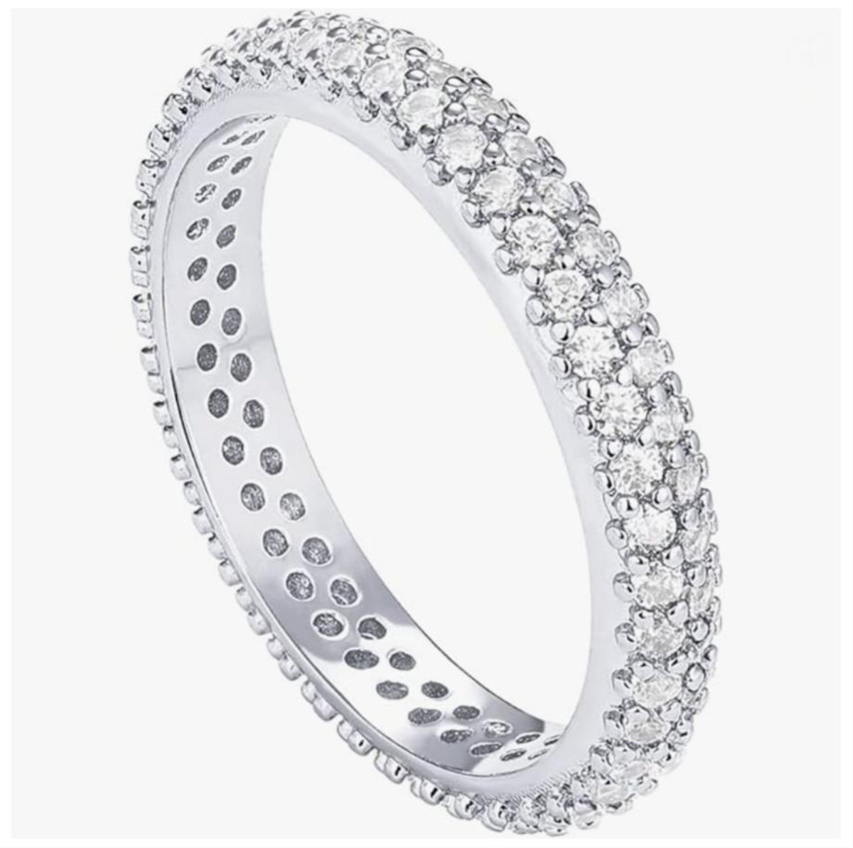 Moissanite Ring - แหวนเงินแท้ 925 ชุบทอง 14K แบบกว้าง 7