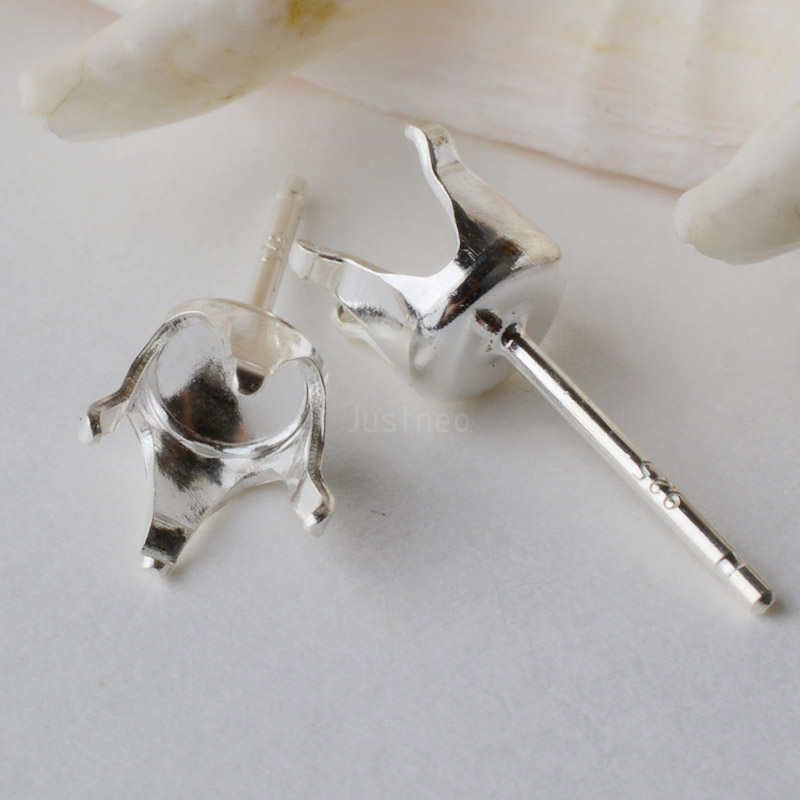 Hoop Earrings - Solid 925 เงินสเตอร์ลิง Snaptite STUD ต่างหูโพสต์