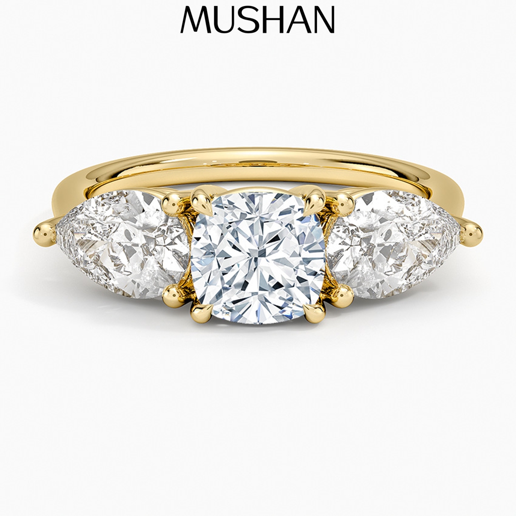 Moissanite Ring - แหวนเงินแท้ MUSHAN ประดับเพชรโมอิสซาไนต์ สี D ระดับความสะอาด