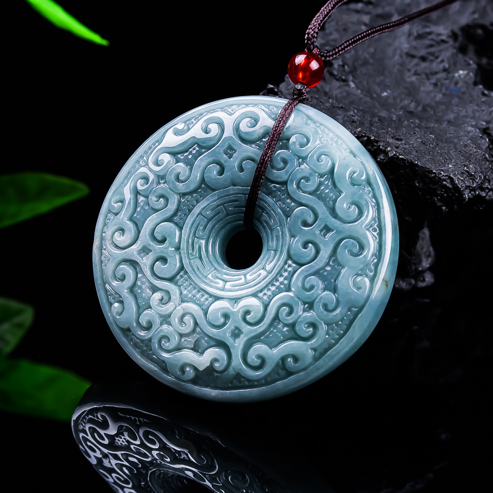 The Jewelry & Watches - หยกพม่าธรรมชาติจี้ดอกไม้สร้อยคอเครื่องประดับวินเทจออกแบบหรูหราอุปกรณ์เสริมหยกแท้ของขวัญสำหรับผู้หญิง