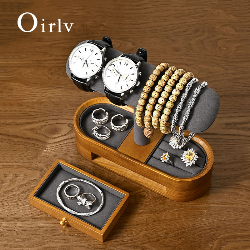 Jewels On Watches - Oirlv ไม้เนื้อแข็งนาฬิกาออแกไนเซอร์ชั้นวาง T-bar นาฬิกาผู้ถือออแกไนเซอร์ตู้โชว์สร้อยข้อมือกําไลข้อมือเครื่องประดับยืนแสดงนาฬิกาการจัดเก็บ