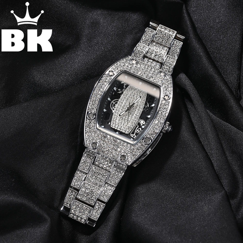 King'S Jewelry Watches - นาฬิกาหรูใหม่ของ Bling King สำหรับหน้าปัดสีดำผู้ชายนาฬิกาควอทซ์ประดับพลอยเทียมขนาดใหญ่เครื่องประดับฮิปฮอปแร็ปเปอร์