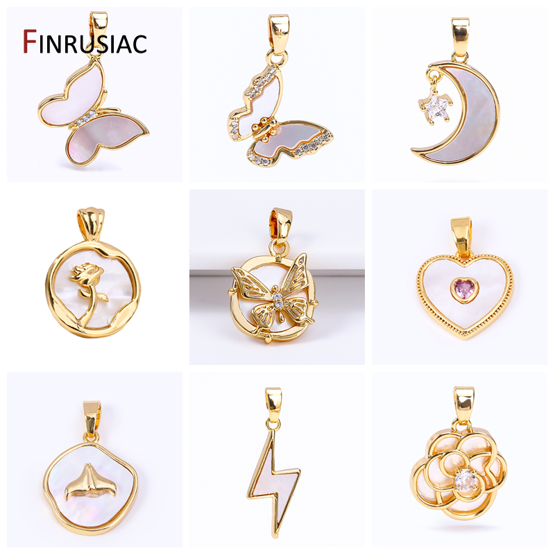 Butterfly Pendant Necklace - จี้รูปหัวใจและดาวชุบทอง 18K คุณภาพสูงสำหรับทำเครื่องประดับ, จี้รูปผีเสื้อเปลือกหอยสำหรับทำสร้อยคอและกำไลข้อมือด้วยตัวเอง