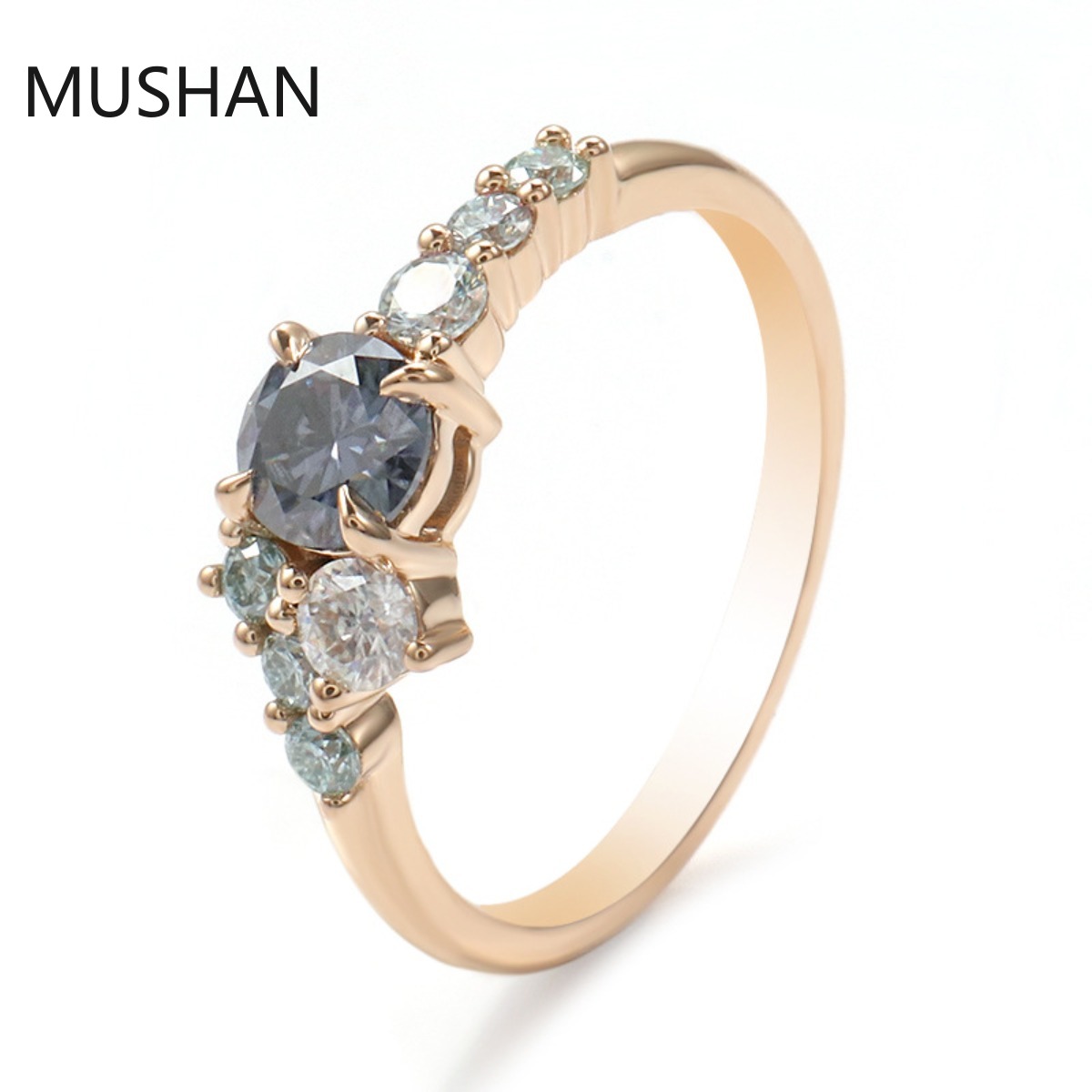 Moissanite Ring - MUSHAN แหวนทองคำ 14K 18K หรูหราสั่งทำพิเศษ พร้อมเพชรโมอิสซาไนต์และอัญมณีสังเคราะห์