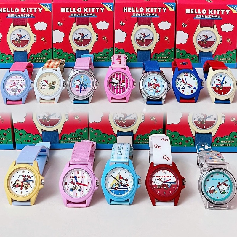 Moments Watches & Jewelry Vaughan Mills - โมเอช ซานริโอ เฮลโล คิตตี้ ชุดฟิกเกอร์การ์ตูนแมวซีรีส์ช่วงเวลาแห่งความสนุกสนานแบบเด็กๆ ของเล่นกล่องสุ่ม