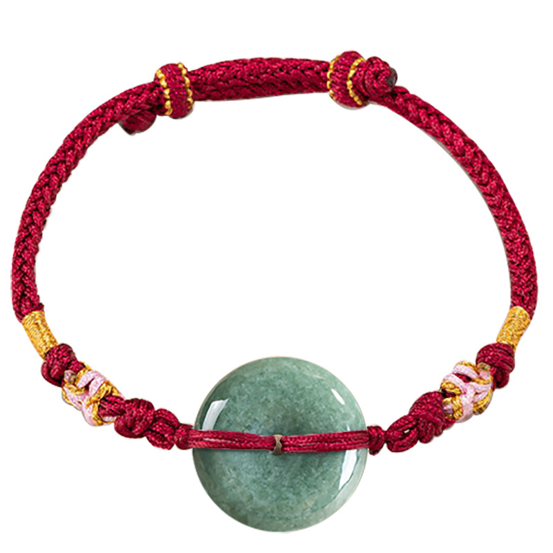 The Jewelry & Watches - สีเขียวพม่า Jadeite Donut สร้อยข้อมือกําไลข้อมือหยกพม่าธรรมชาติอุปกรณ์เสริมแฟชั่นเครื่องประดับ Vintage Talismans