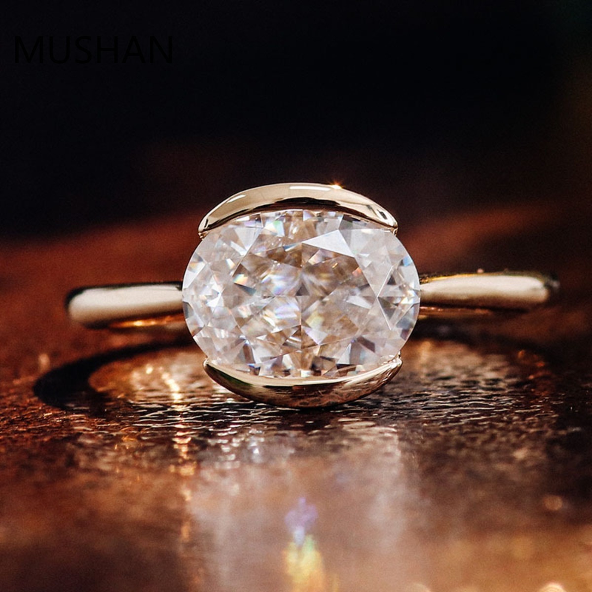 Moissanite Ring - MUSHAN แหวนทองคำ 14K 18K ดีไซน์หรูหราสั่งทำพิเศษ ประดับเพชรโมอิสซาไนต์