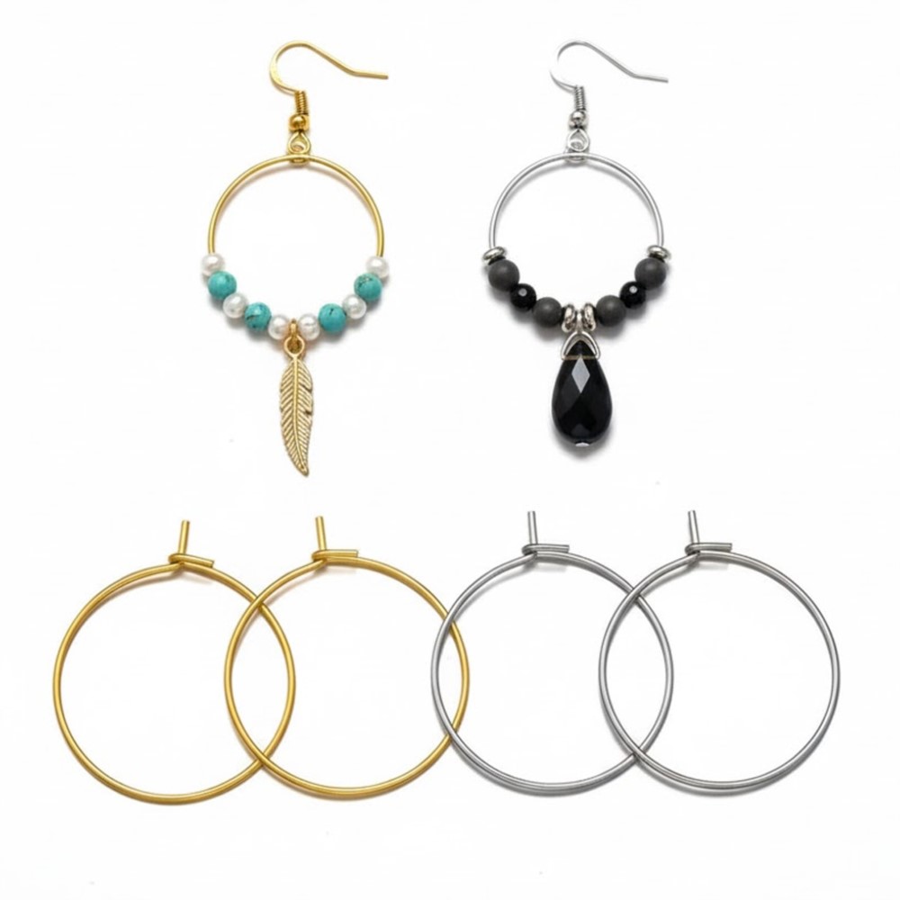ต่างหูห่วงสแตนเลส 316 สีทอง/เง - Hoop Earrings บทวิจารณ์และราคา