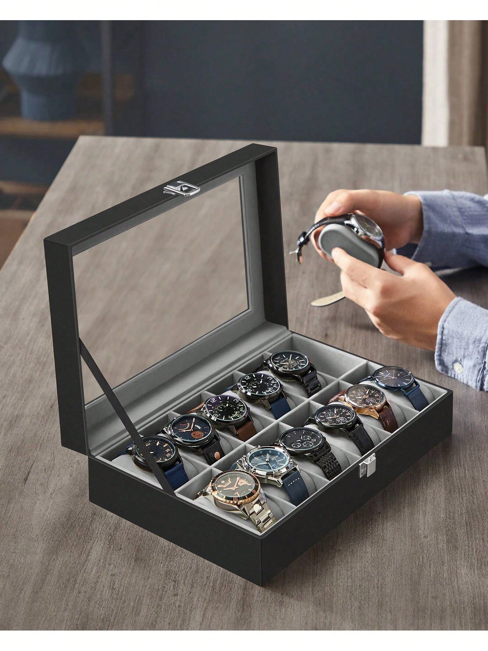 กล่องเก็บนาฬิกาแบบล็อคได้ 12 ช - Jewels On Watches บทวิจารณ์และราคา