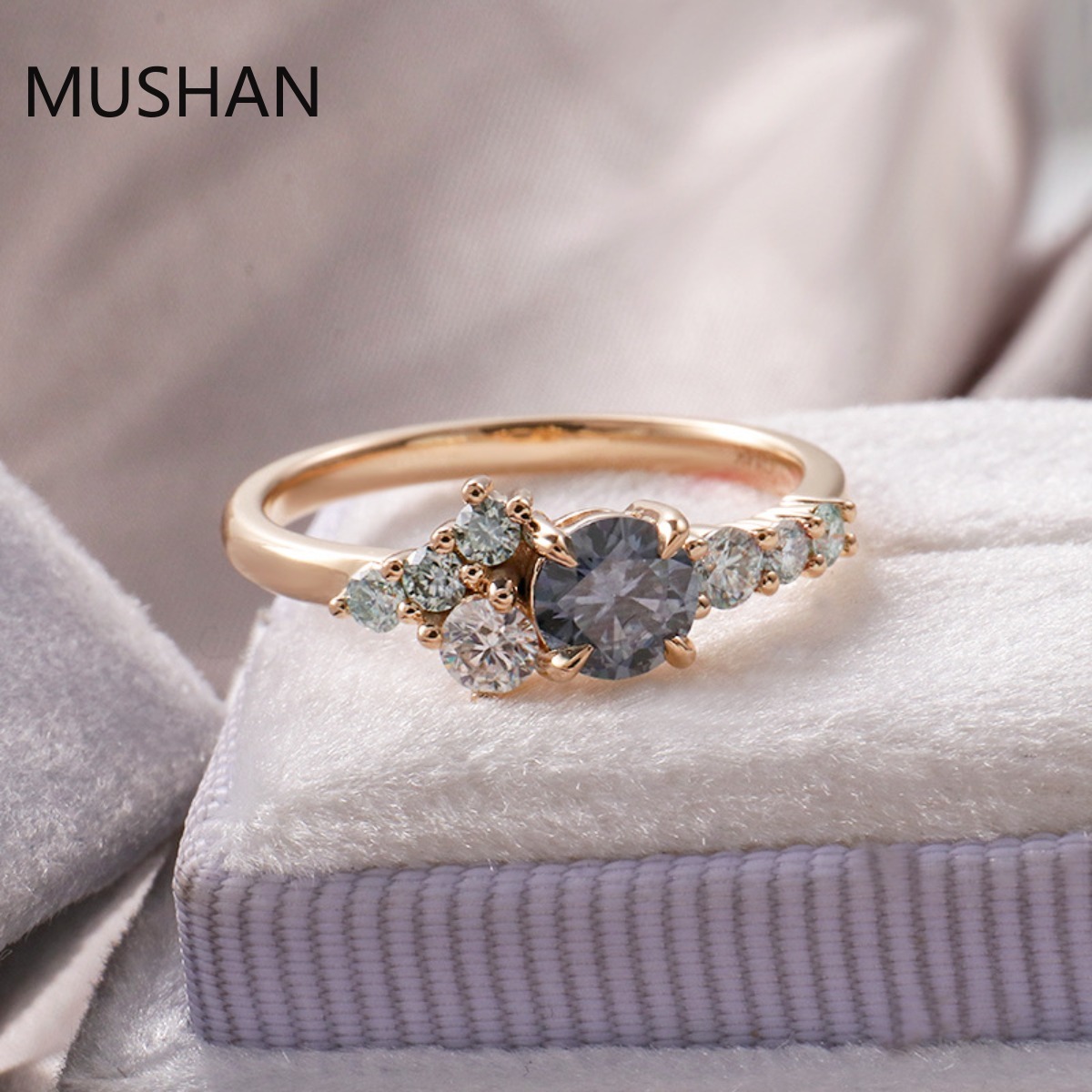 MUSHAN แหวนทองคำ 14K 18K หรูหร - Moissanite Ring บทวิจารณ์และราคา