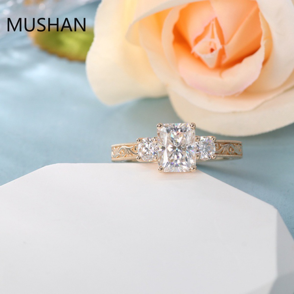 MUSHAN แหวนทองคำ 14K 18K หรูหร - Moissanite Ring บทวิจารณ์และราคา