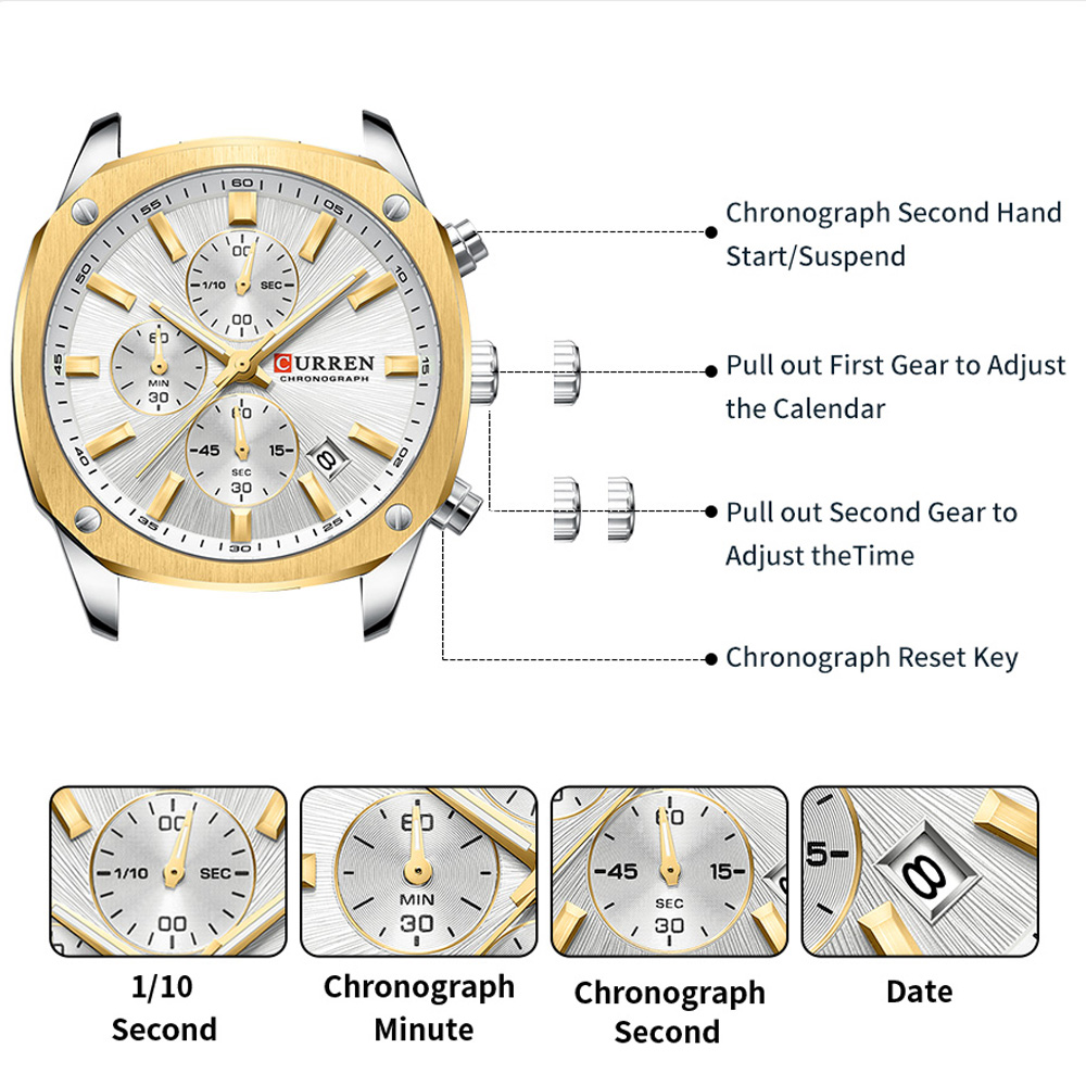 CURREN นาฬิกาสปอร์ตสำหรับผู้ชา - Jewelry Watch บทวิจารณ์และราคา