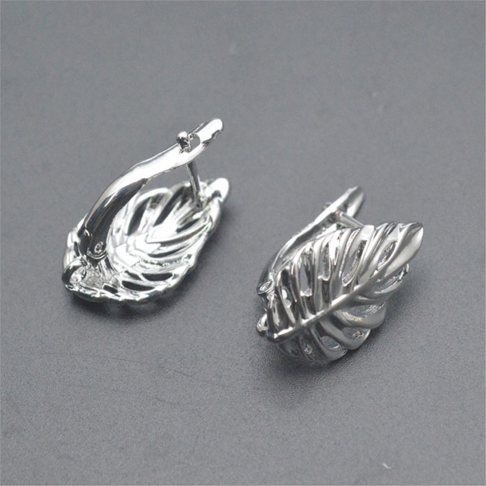 ต่างหูแบบตะขอเกี่ยวรูปใบไม้ ชุ - Hoop Earrings บทวิจารณ์และราคา